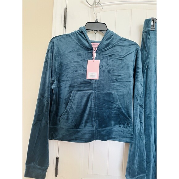 NWT JUICY COUTURE Size XL Velour Bling Tracksuits Set Rare Sea Blue - Picture 9 of 10
